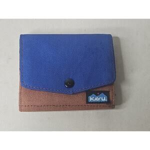 KAVU Snap Change Wallet Blue Brown Aztec Geometric Pattern Snap Closure Mini Sml